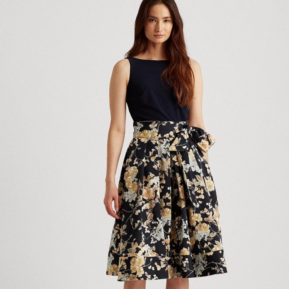 Lauren Ralph Lauren, Floral, Sleeveless, Faille Dress, Size 8. NEW WITHOUT TAG
